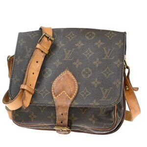 LOUIS VUITTON Cartouchiere MM Shoulder Bag Monogram Leather Brown M51253 31EF856
